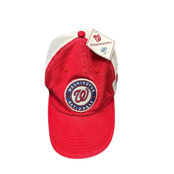 Washington Nationals Hat Snap Back Red White‎ Trucker Mesh Miller Lite Adult NWT - Picture 1 of 6